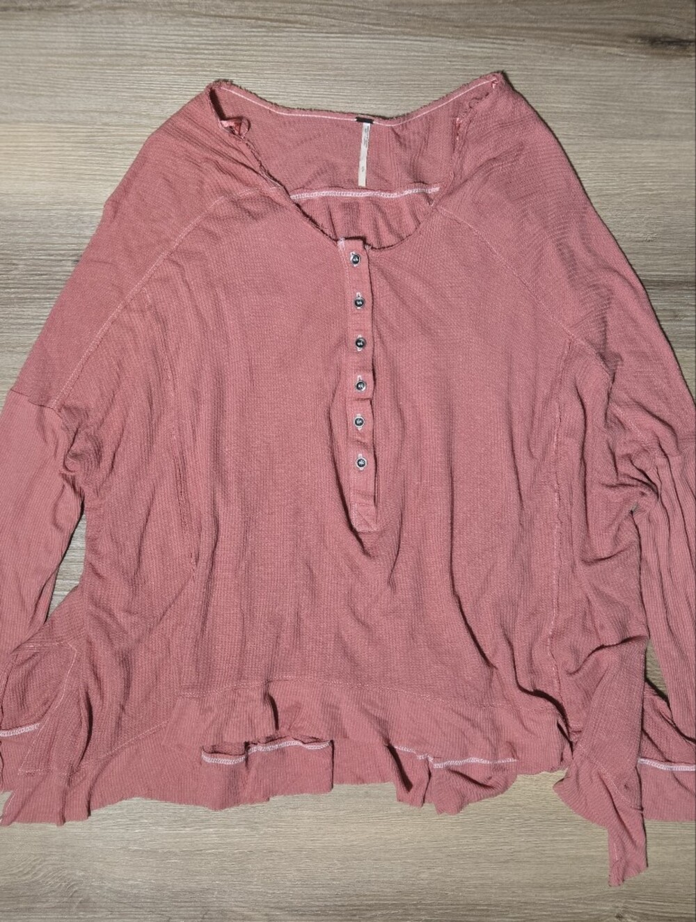 Free People Dusty Rose Ribbed Henley Tunic